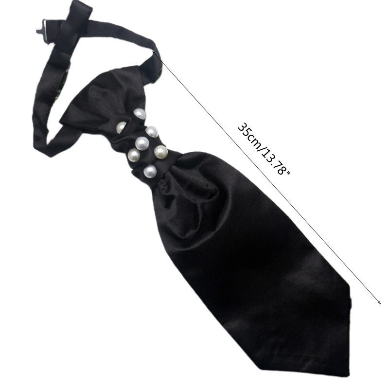 Nơ Cài Cổ Áo Màu Đen Đính Hạt Ngọc Trai Có Thể Điều Chỉnh Phong Cách Gothic Vintage