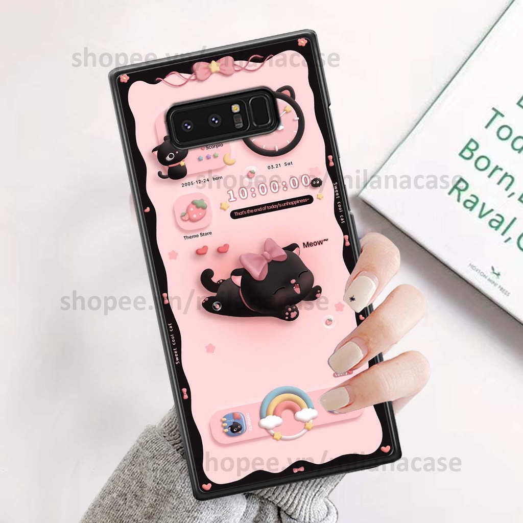 Ốp Samsung Note 8 hình đồng hồ icon gấu mèo cute cực dễ thương ngộ nghĩnh