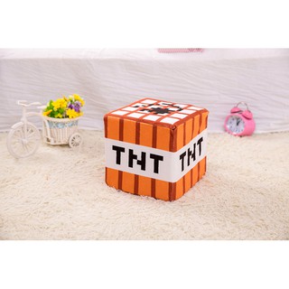 Khối bông minecraft TNT chất bông mềm mịn, an toàn khi ôm, thích hợp cho trang trí, trưng bày.