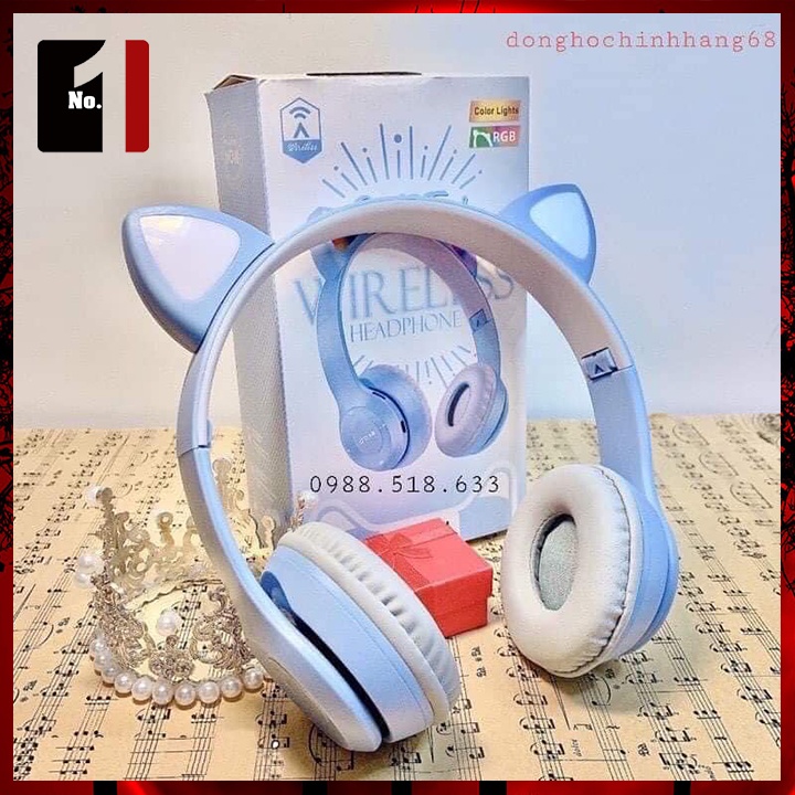 Tai Nghe Mèo Không Dây Chụp Tai Có Mic P47 Led Rgb Headphone Có Micro Nghe Nhạc Bluetooth