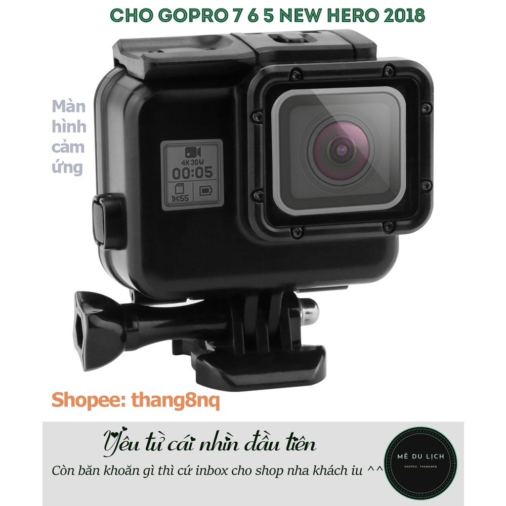 Hộp case chống nước 45m cho gopro 7/6/5/New Hero 2018 | MÀN HÌNH CẢM ỨNG