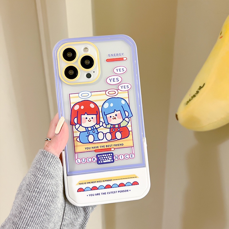 Ốp Điện Thoại Kèm Giá Đỡ Tàng Hình Họa Tiết Hoạt Hình Cho Iphone13Promax / 12Pro / Creative 11 / 6 / 7 / 8 / PLUS