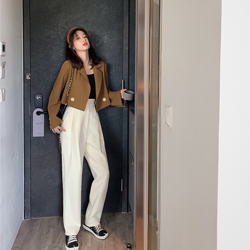 Áo khoác IELGY ngắn dáng rộng thời trang Hàn Quốc sành điệu cho nữ