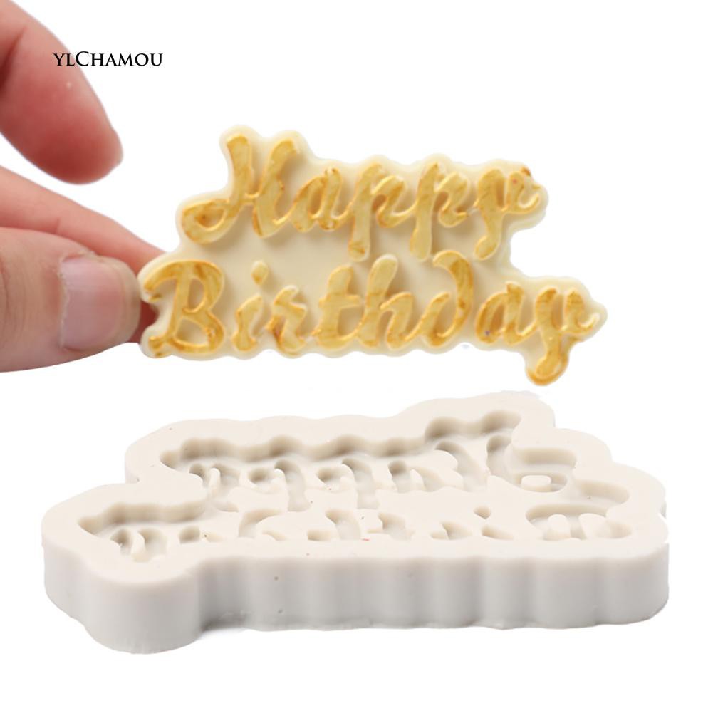 Khuôn silicone làm bánh - socola hình dòng chữ " happy birthday " 3D tiện lợi