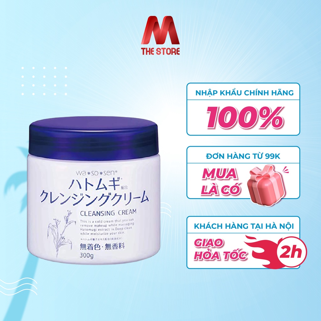 Kem tẩy trang kết hợp massage chiết xuất dĩ ý Wasosen Hatomugi Cleansing Cream 300g