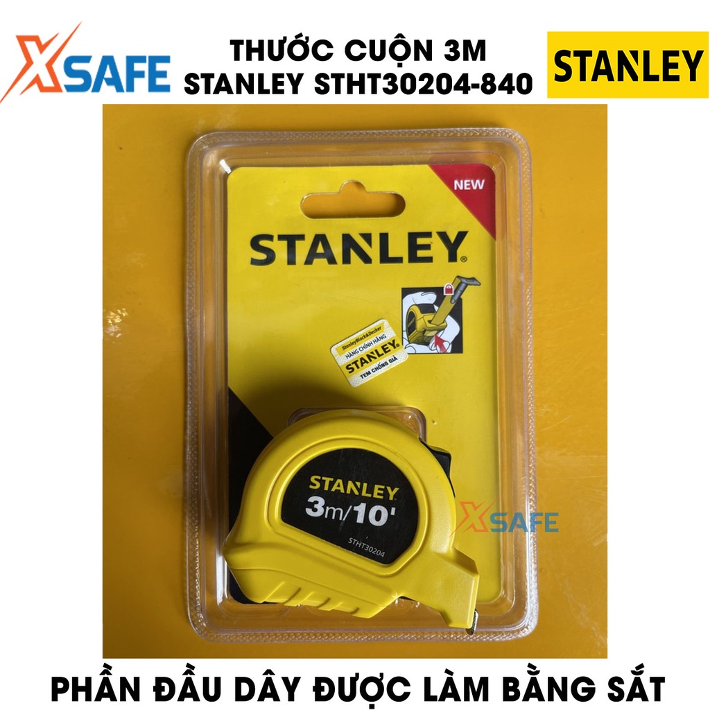 Thước cuộn STANLEY STHT30204-840 thép dẻo dài 3m Thước cuộn cầm tay vỏ nhựa ABS bọc cao su bền bỉ, cao cấp - Chính hãng