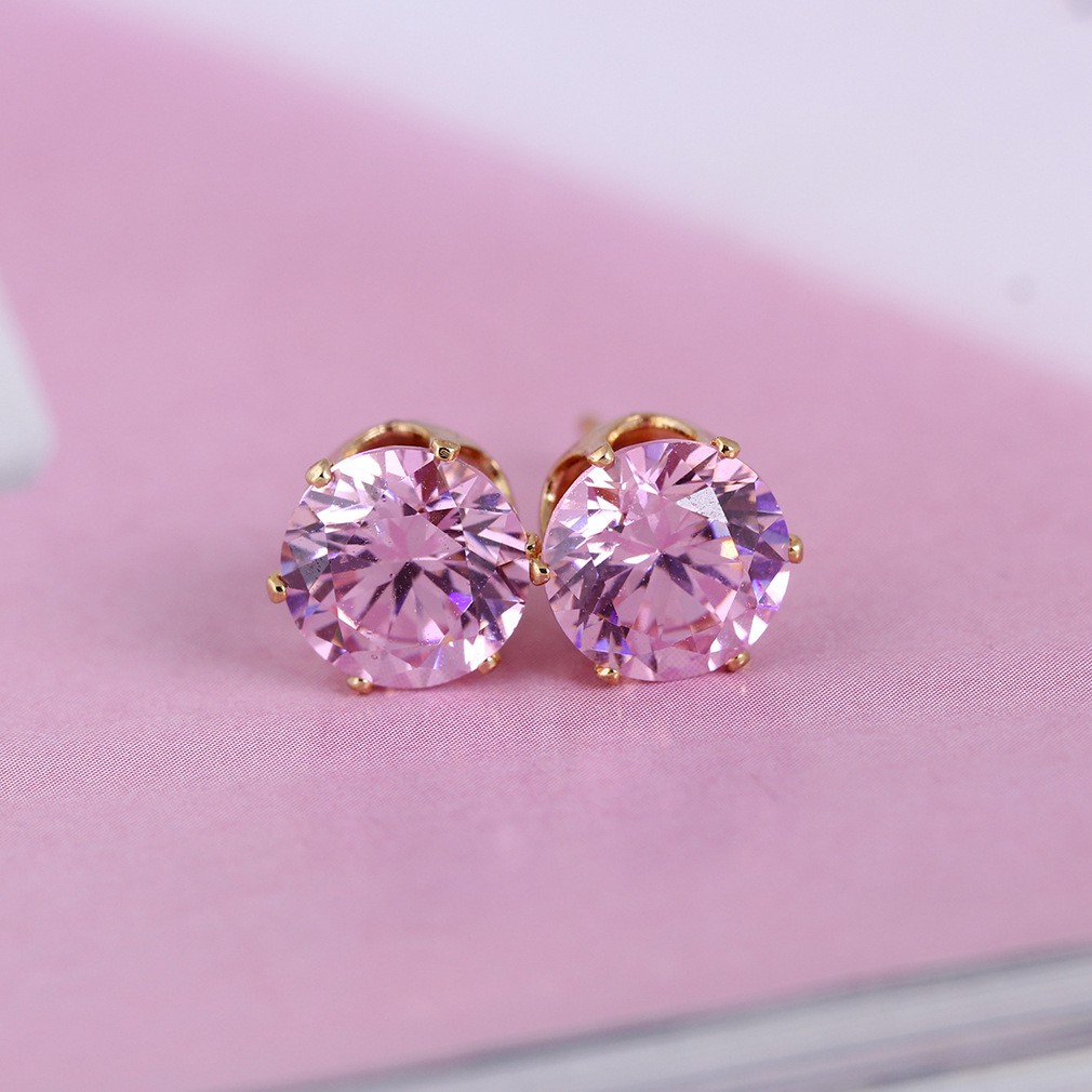 Bông Tai Tròn Mạ Vàng 18K Đính Đá Thời Trang