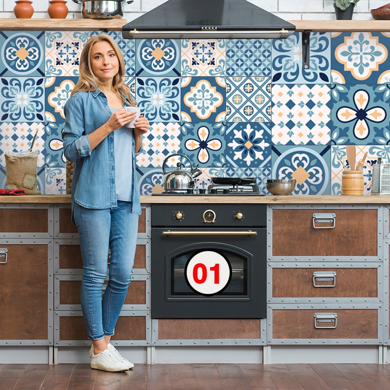 Decal Dán Ô Gạch, Dán Bếp Xanh Lơ | Decal Dán Tường Chống Bay Dầu Mỡ Chịu Nhiệt Độ Cao