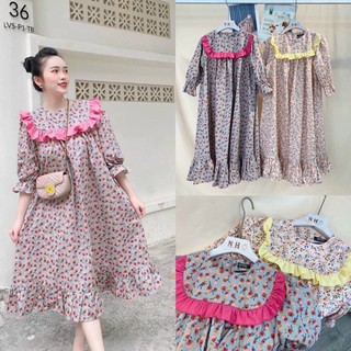 Đầm babydoll hoa cổ bèo
