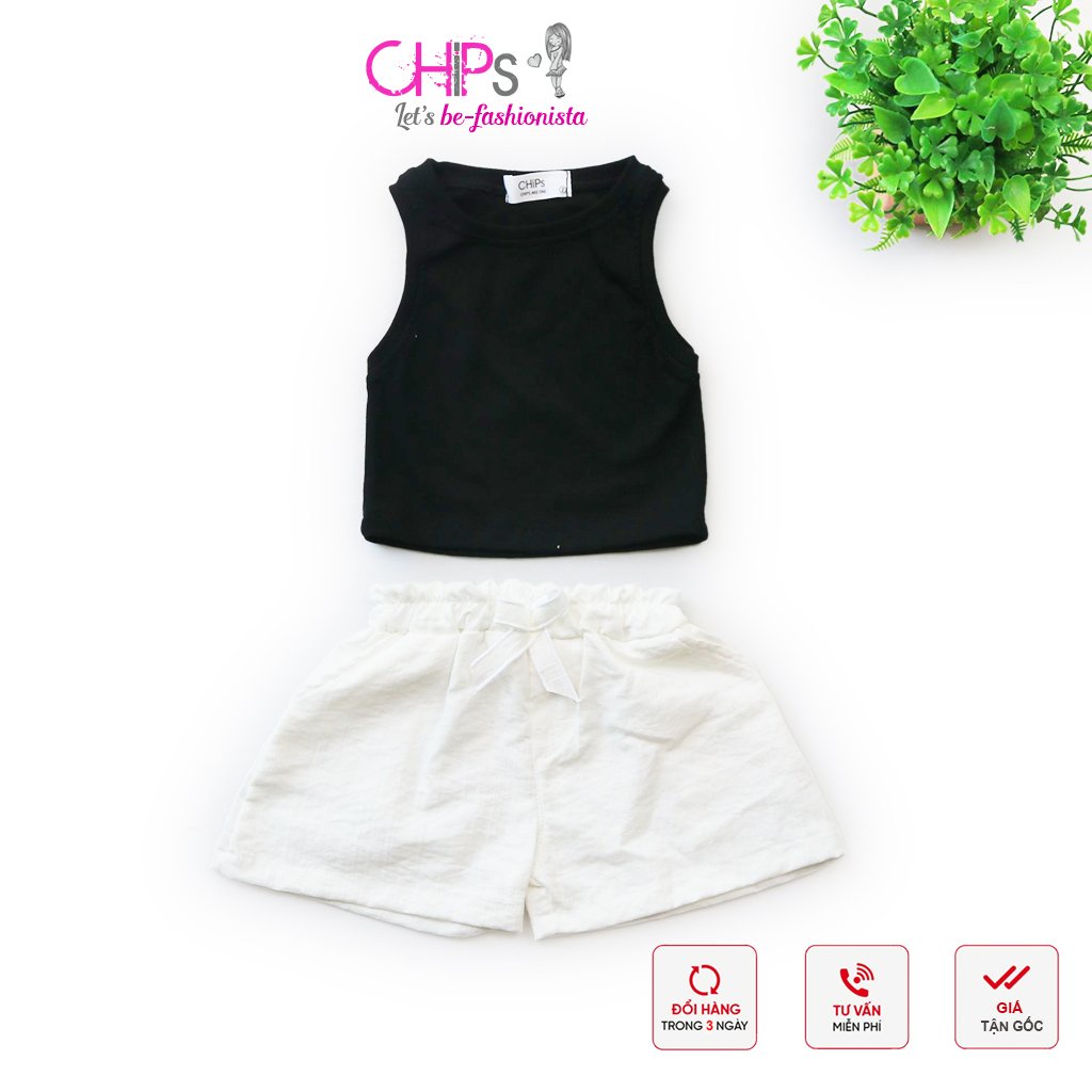 Set Áo Croptop Sát Nách Quần Soóc Cạp Nhún Bèo Phong Cách Hàn Quốc Cho Bé Gái
