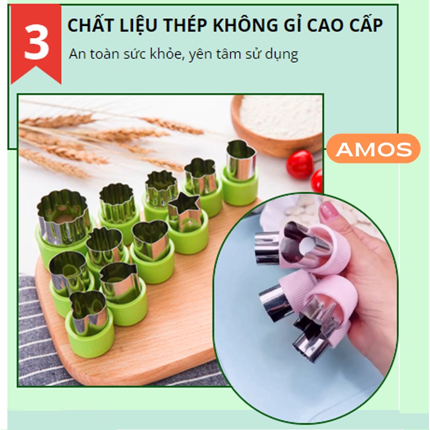 Bộ khuôn làm bánh AMOS Dụng cụ cắt bánh mini set 12 món