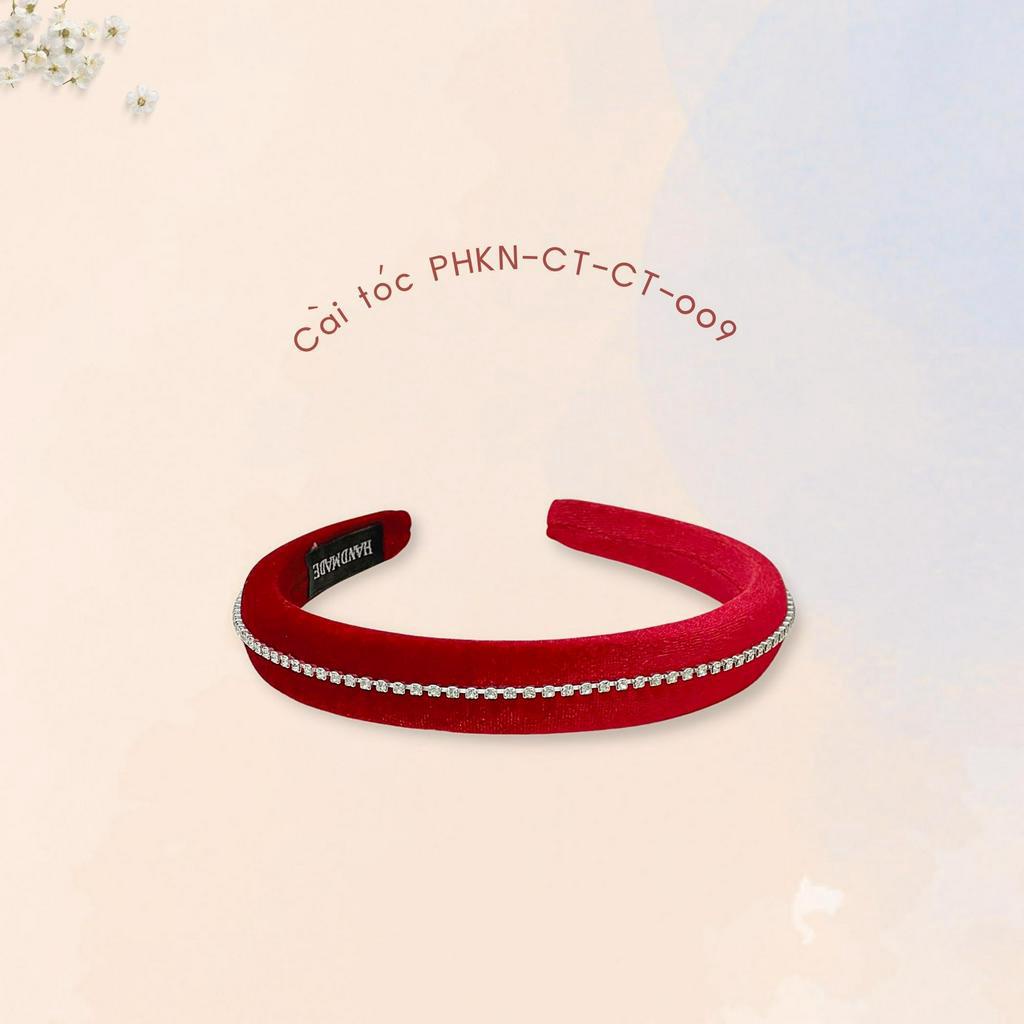 Sumire Store Cài tóc CT-009 trơn nhung đỏ đính hạt đá lấp lánh