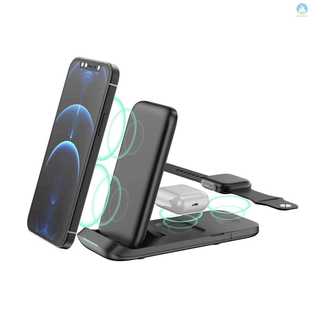 MI  3 in 1 Wireless Charger Qi Wireless Charging Stand Foldable Wireless Charging Pad Replacement for Apple Watch Airpods Pro  12/11/11pro/X/XS/XR/Xs Max