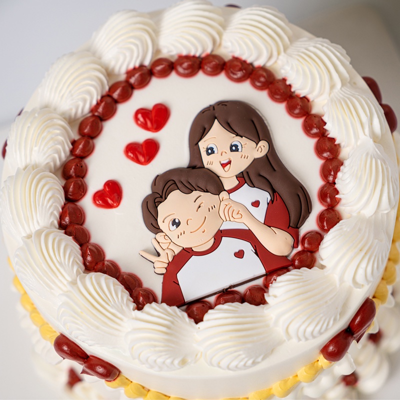 Phụ Kiện Trang Trí Bánh Kem Hình Búp Bê Cặp Đôi Bằng Vải Mềm Dễ Thương