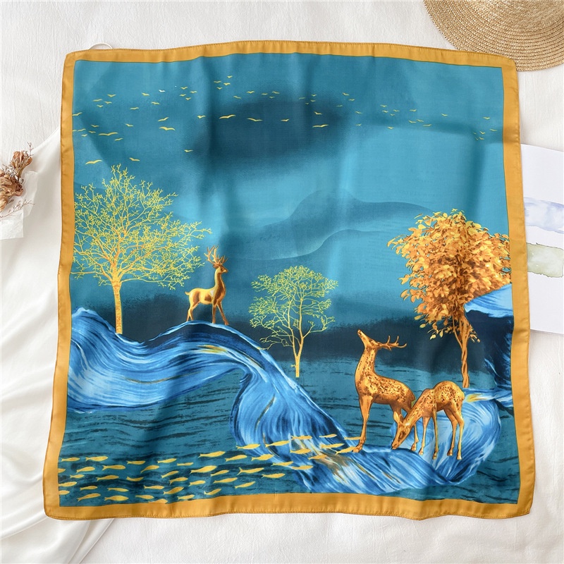 Khăn Choàng Lụa Nhân Tạo In Họa Tiết Sang Trọng 70CM (27.55inch) WJ1026-199