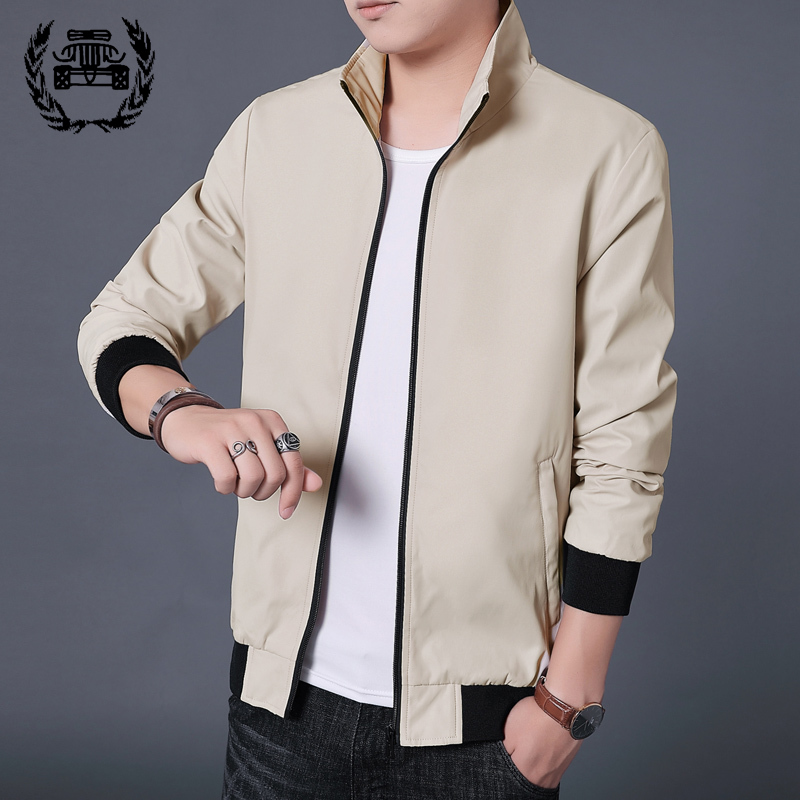 Men's casual business jacket fashion stand collar solid color multi-pocket jacket | BigBuy360 - bigbuy360.vn