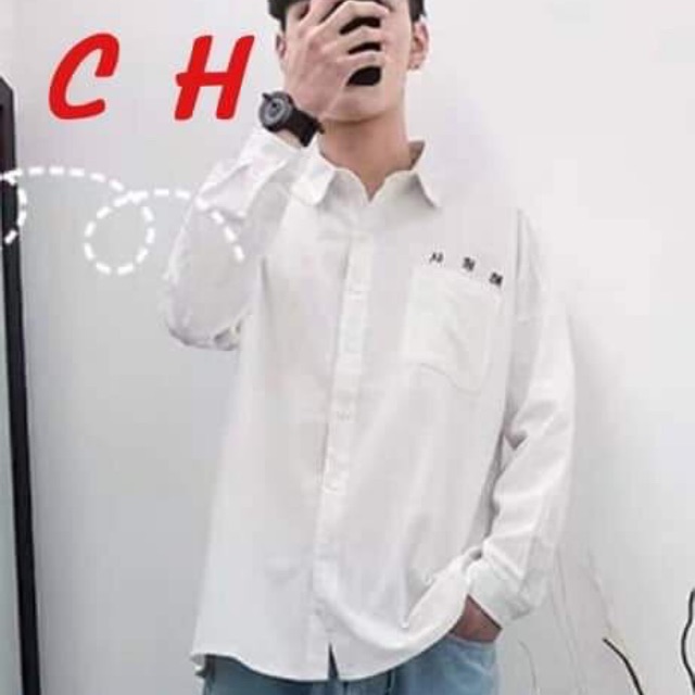 Sơ mi túi ngực thêu chữ hàn COL564