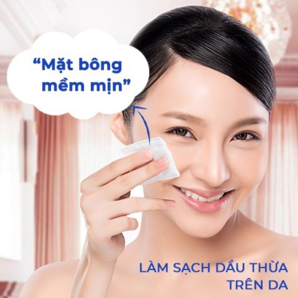 bông tẩy trang 3in1 bạch tuyết mềm mịn 100% bông xơ tự nhiên 120 miếng