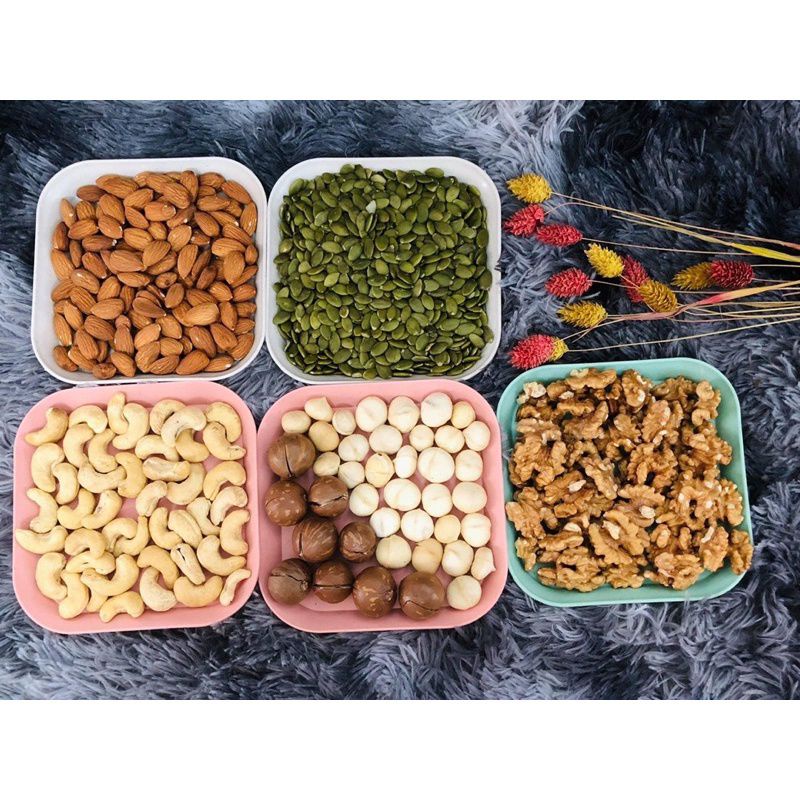 500g Hạt dinh dưỡng mix nuts gồm macca hạnh nhân điều bí xanh  healthy tốt cho mẹ bầu.