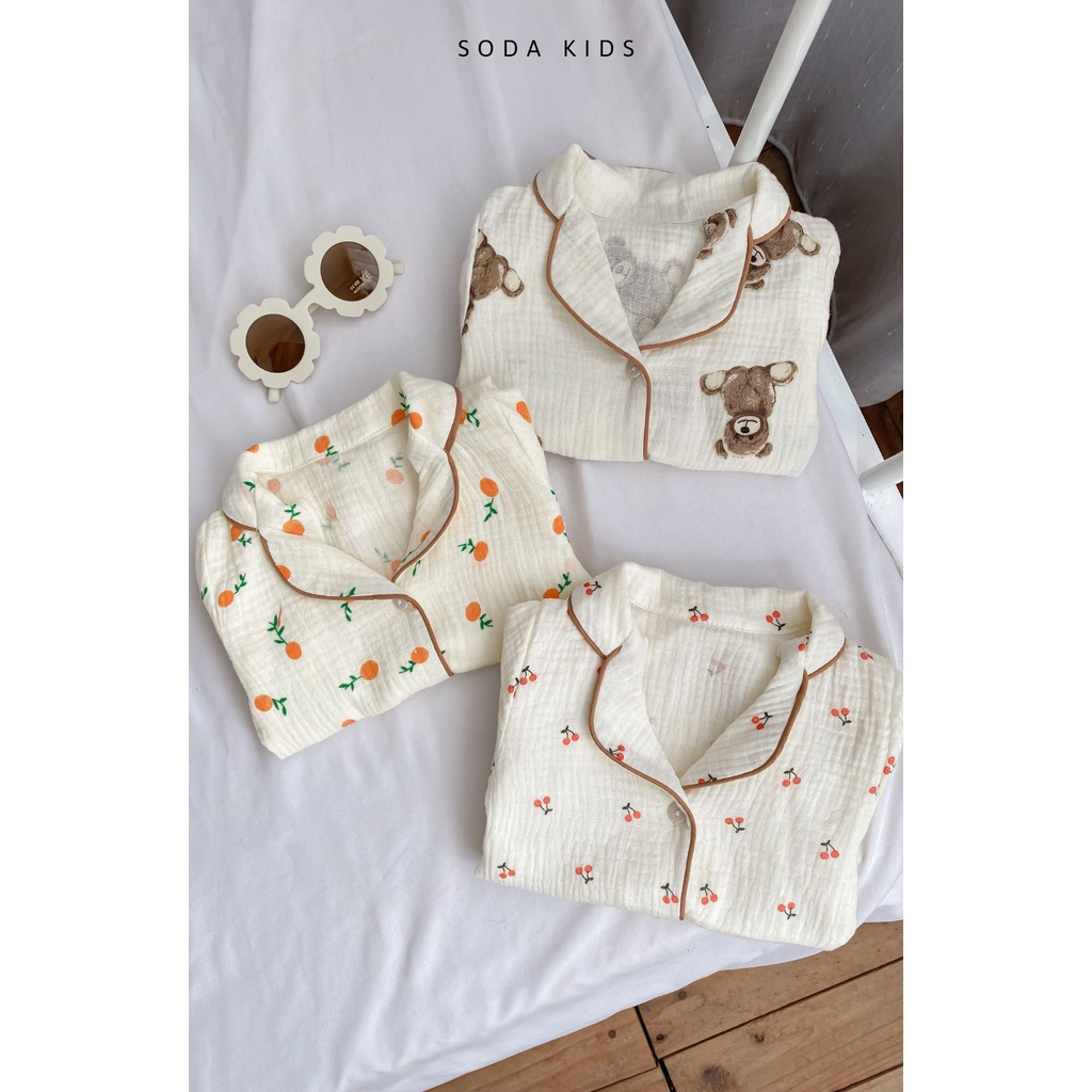 Bộ body cho bé SODA KIDS Bonnie pijama họa tiết Hàn Quốc chất liệu xô muslin mềm, mát