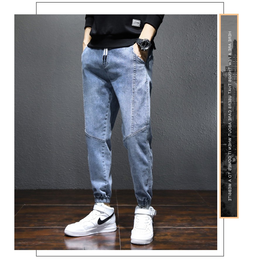 Quần jean jogger thương hiệu form rộng họa tiết dọc phong cách Hàn | WebRaoVat - webraovat.net.vn