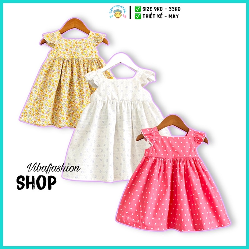 Váy Cánh Tiên Chất Thô Cotton Mềm Mịn - Đầm Công Chúa Bé Gái Thiết Kế Xịn Shop SIZE 9 - 33KG