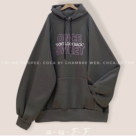 Áo Khoác Hoodie Nỉ ONCE SWEET Nữ Unisex Form Rộng Ulzzang