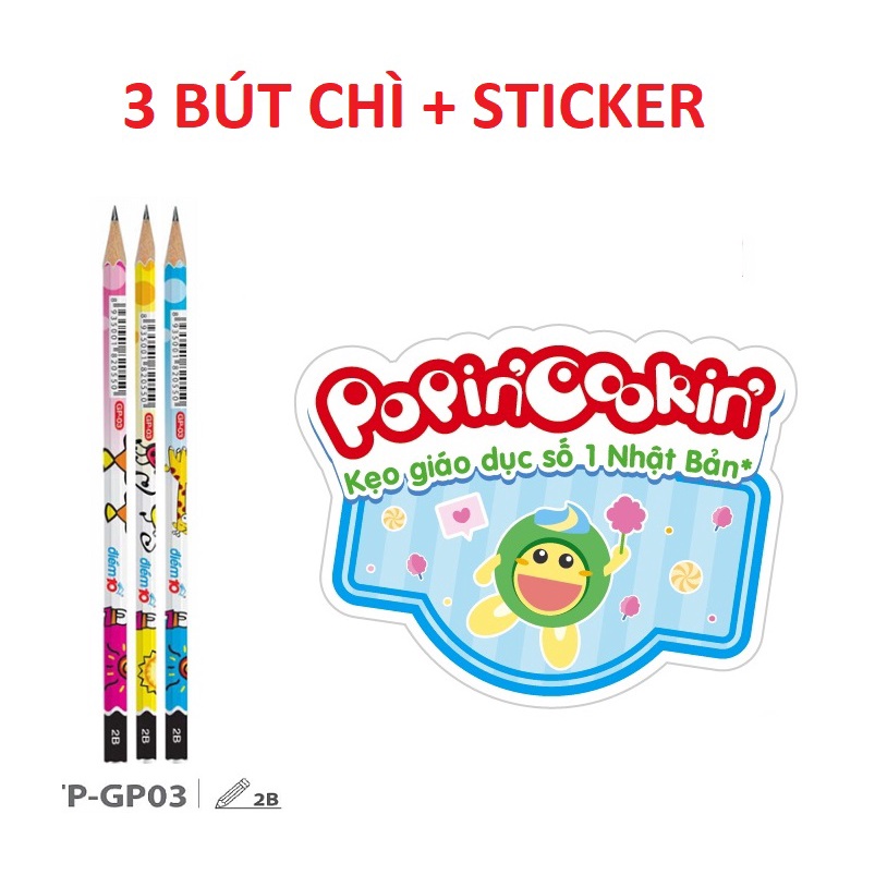 Set 2 món quà Popin Cookin : 3 bút chì + 1 sticker (không bán lẻ)