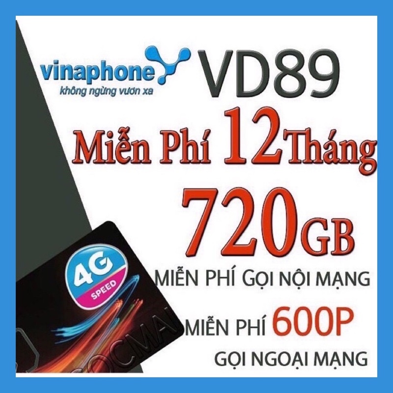 Sim 4G Vinaphone VD89 - Trọn Gói 1 Năm , Miễn Phí 2GB/NGÀY Data, nghe gọi thả ga