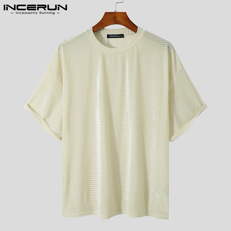 Áo thun Incerun tay ngắn cổ tròn 3 màu tùy chọn đơn giản thời trang dành cho nam