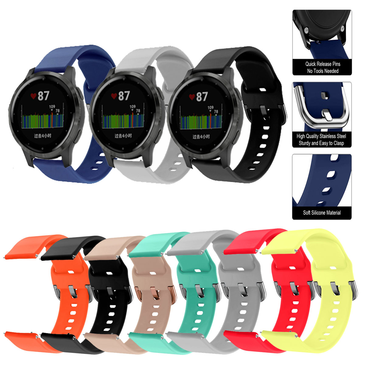 Dây Đeo Silicon Mềm Cho Đồng Hồ Thông Minh Garmin Active Vivoactive 4 Vivomove Hr Premium