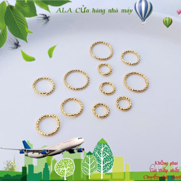 💖Trang sức DIY phụ kiện💖Giữ màu 18K mạ vàng Twist mở vòng 14K ánh sáng vàng ren đóng vòng DIY trang trí kết nối vòng phụ kiện