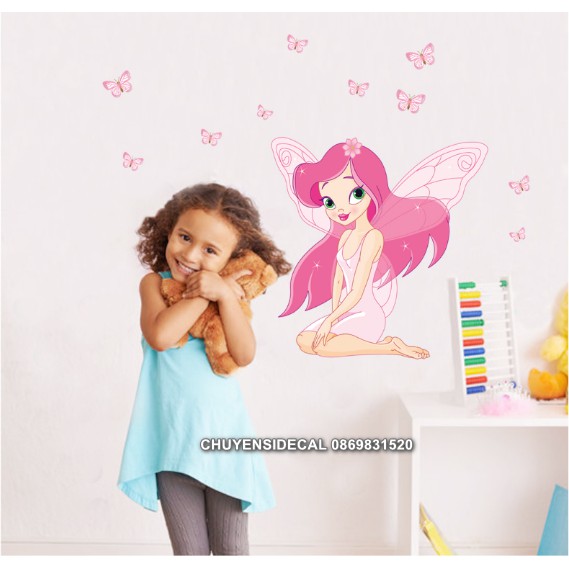 Decal dán tường - Thiên Thần Hồng đáng yêu