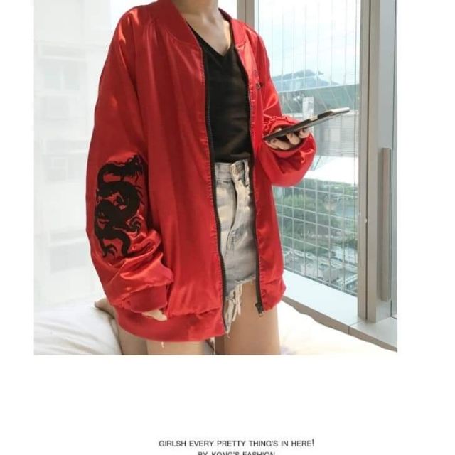 ÁO KHOÁC BOMBER THÊU RỒNG ULZZANG