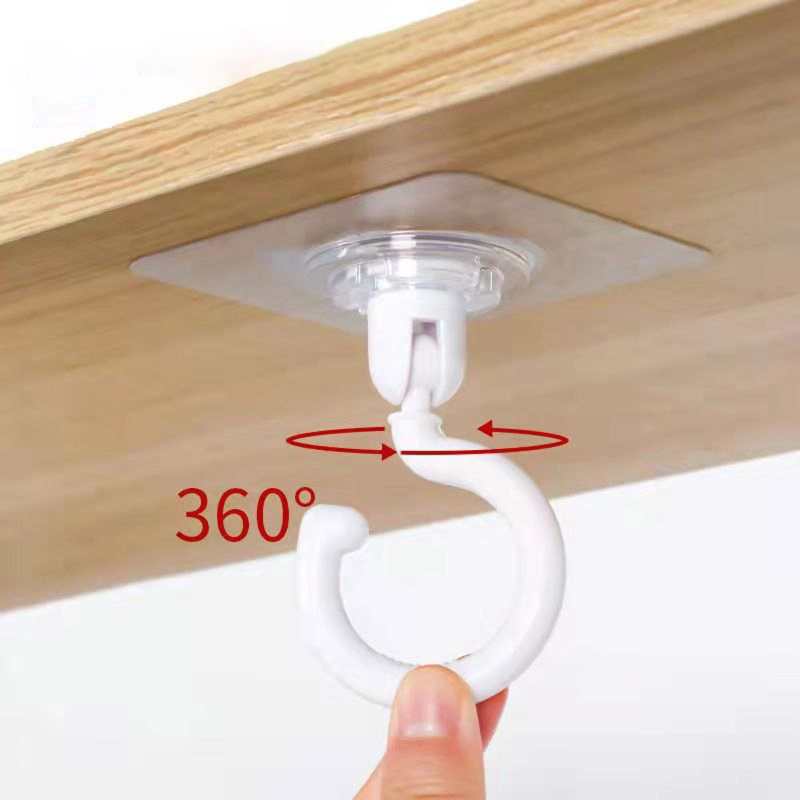 Bộ 10 Móc Dán Tường Siêu Dính 360 Độ° Móc Treo Áo Khoác Gắn Tường Xoay Được Chống Nước