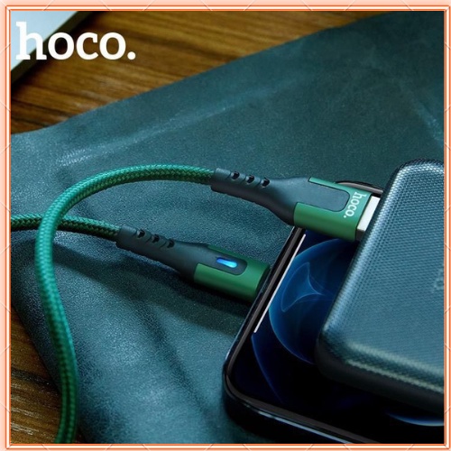 Cáp Sạc Hoco DU08 Chính Hãng - Dây Sạc nhanh 12w cho 13 promax trở xuống, Dây dù chống đứt, có Đèn LED dài 1M/2M -BH 12T