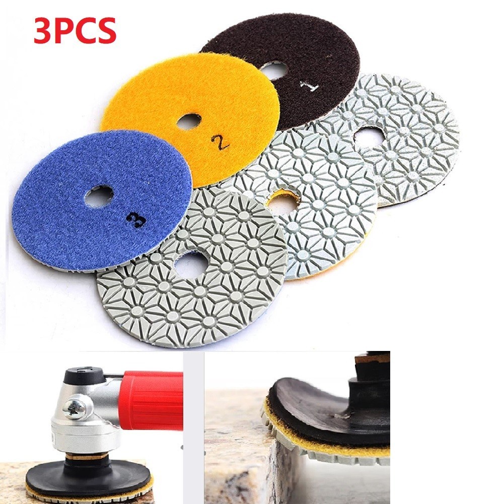 Set 3 đệm đánh bóng đá hoa cương/khô hoa cương/kim cương/khô/khô 4 Inch
