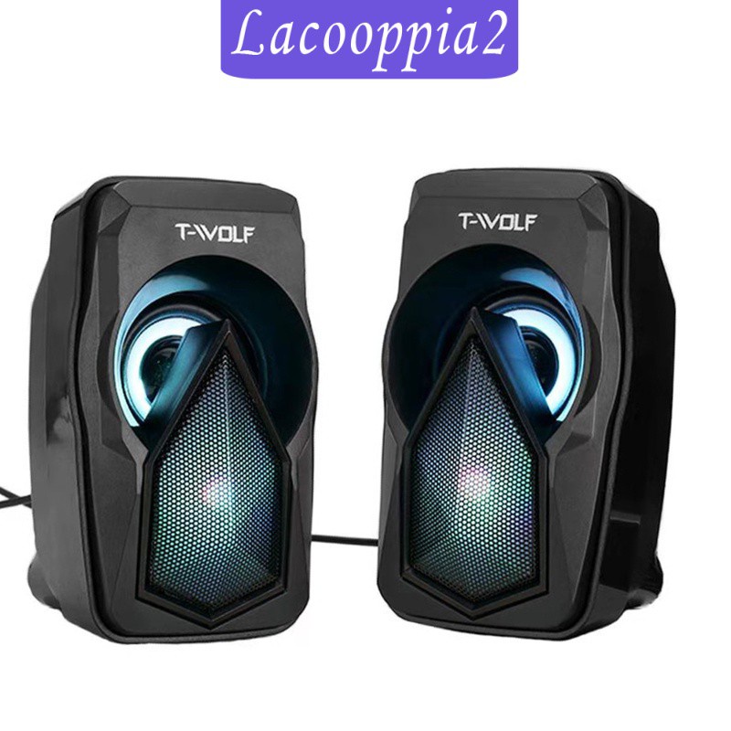 [LACOOPPIA2] Mini USB Wired Multimedia Computer Speakers with Colorful Light Bass Stereo