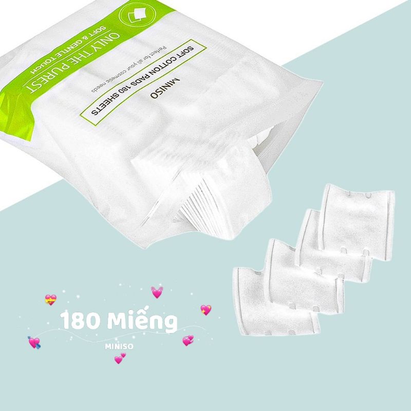 [HÀNG LOẠI 1] Bông tẩy trang 3 lớp Cotton Pads Lameila 222 miếng Miniso khăn lau mặt khô Animerry đa năng mềm mịn