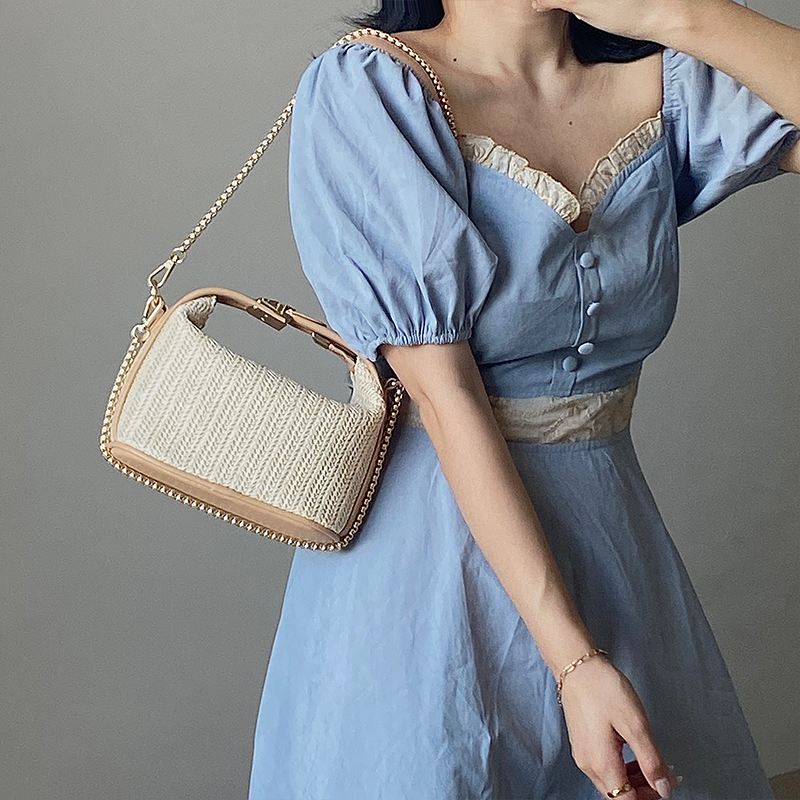 Túi xách IELGY họa tiết lượn sóng màu Khaki nhỏ xinh dễ phối đồ cho nữ