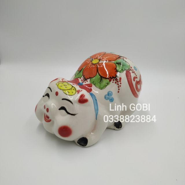 Lợn sứ dáng nằm (dài 25, rộng 18 cm)