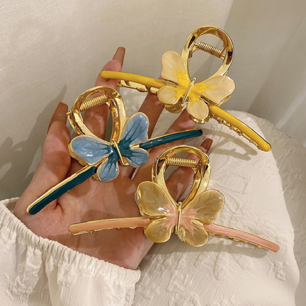 Kẹp Tóc Kim Loại Hình Bướm Đính Ngọc Trai Thời Trang Cho Nữ