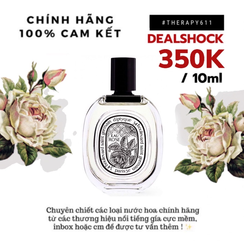 [𝗦𝗔𝗟𝗘]..::✨Nước hoa dùng thử Diptyque Eau Rose EDT Test 5ml/10ml/20ml ✨::..