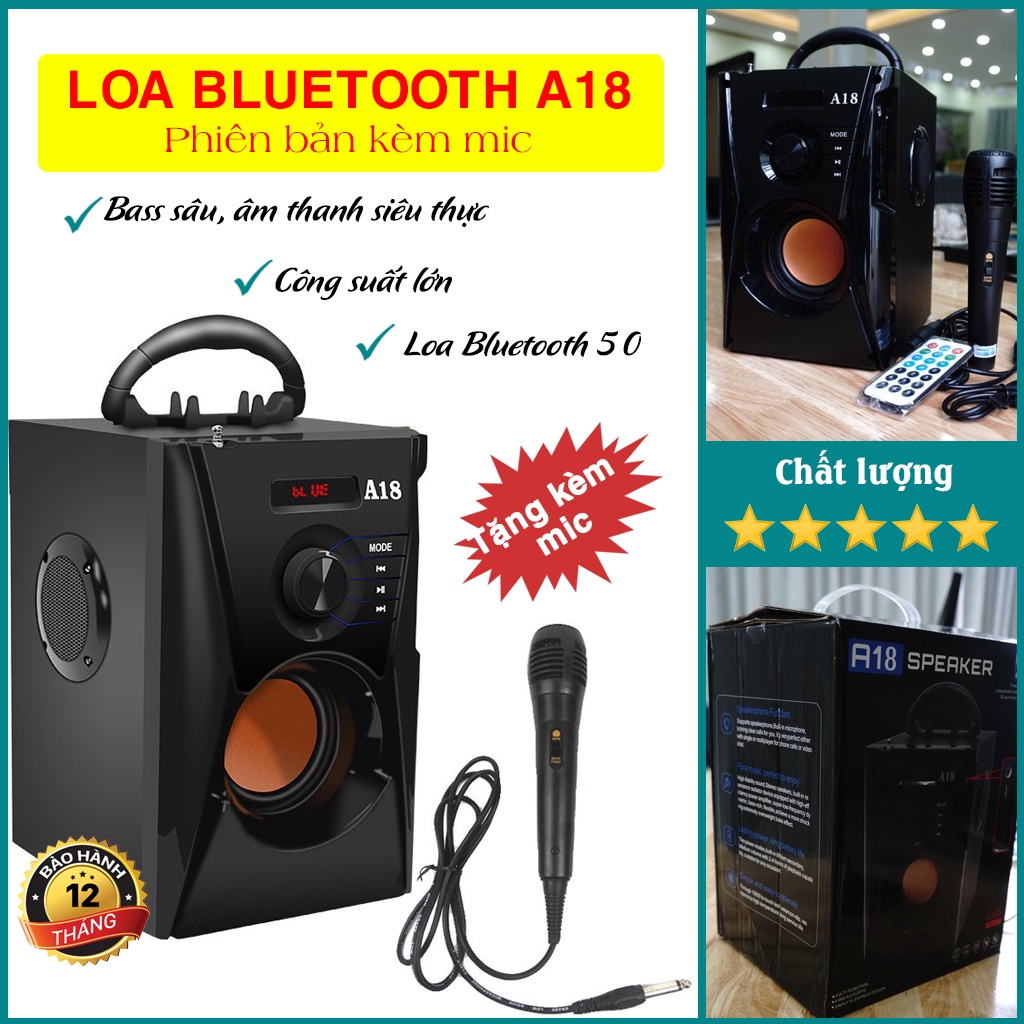 Loa karaoke Di Động, Loa Bluetooth Xách Tay Công Suất Lớn A18, Âm Thanh 3 Trong 1, Bảo Hành Chính Hãng 1