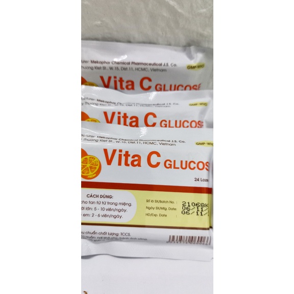 Viên ngậm Vita c glucose gói 24 viên. Bổ sung vitamin C dạng viên giúp tăng đề kháng