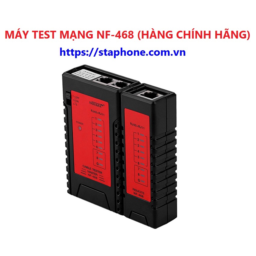 Máy Test cáp mạng, điện thoại Noyafa NF-468, bộ test mạng RJ45 RJ11, thiết bị kiểm tra tín hiệu dây cáp mạng, điện thoại