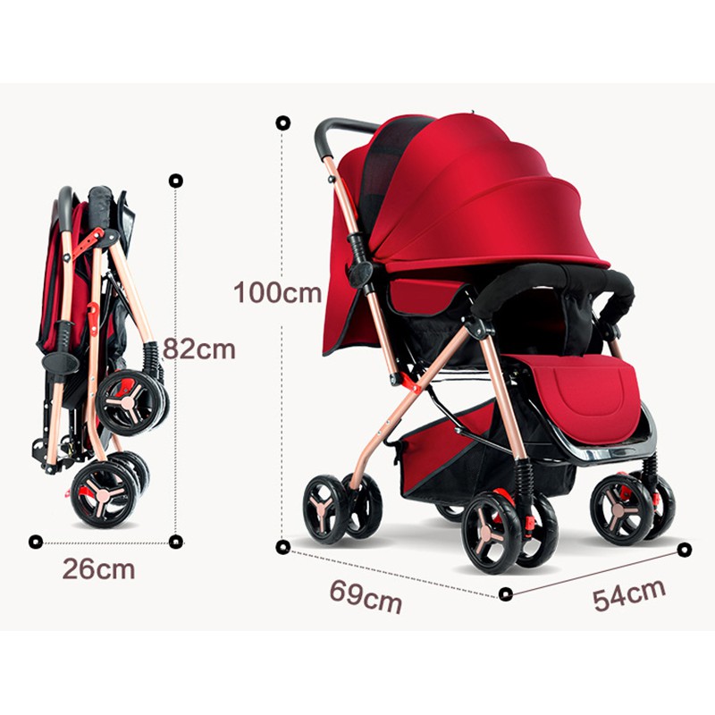 Xe đẩy gấp gọn HT 105 - 2 chiều 3 tư thế đa năng, kiểu dáng sang trọng, dễ dàng mang theo