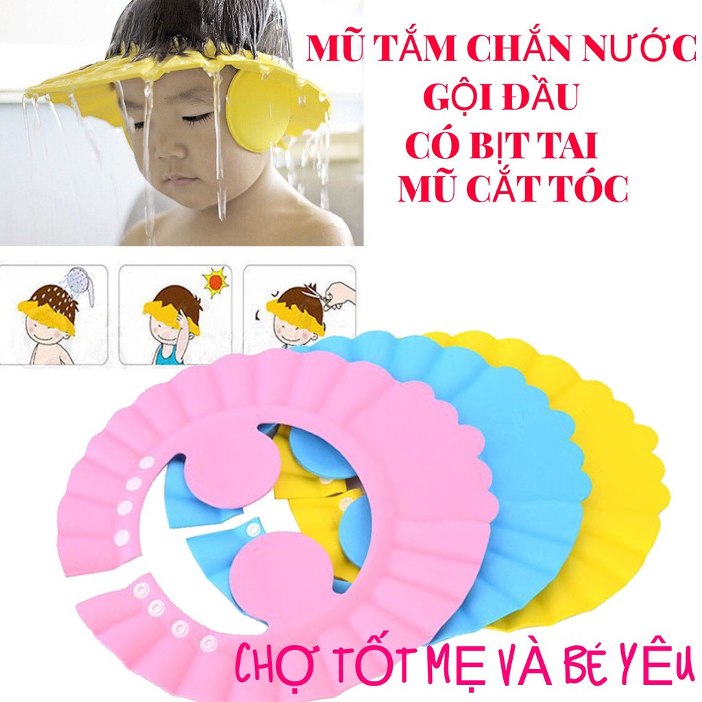 MŨ TẮM CHẮN NƯỚC GỘI ĐẦU,CẮT TÓC CHO BÉ