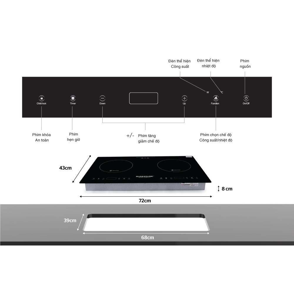 [Mã ELMS3TR giảm 7% đơn 2TR] Bếp đôi điện từ Sunhouse SHB9101