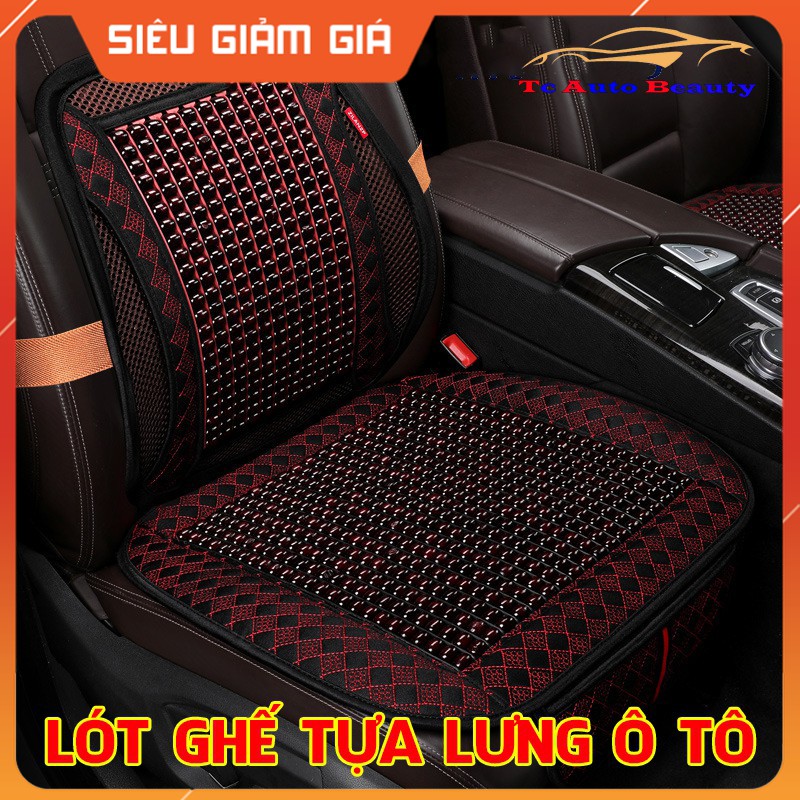 Tấm lót ghế và tựa lưng ô tô, xe hơi có hạt gỗ massage cao cấp - sang trọng-TC AUTO
